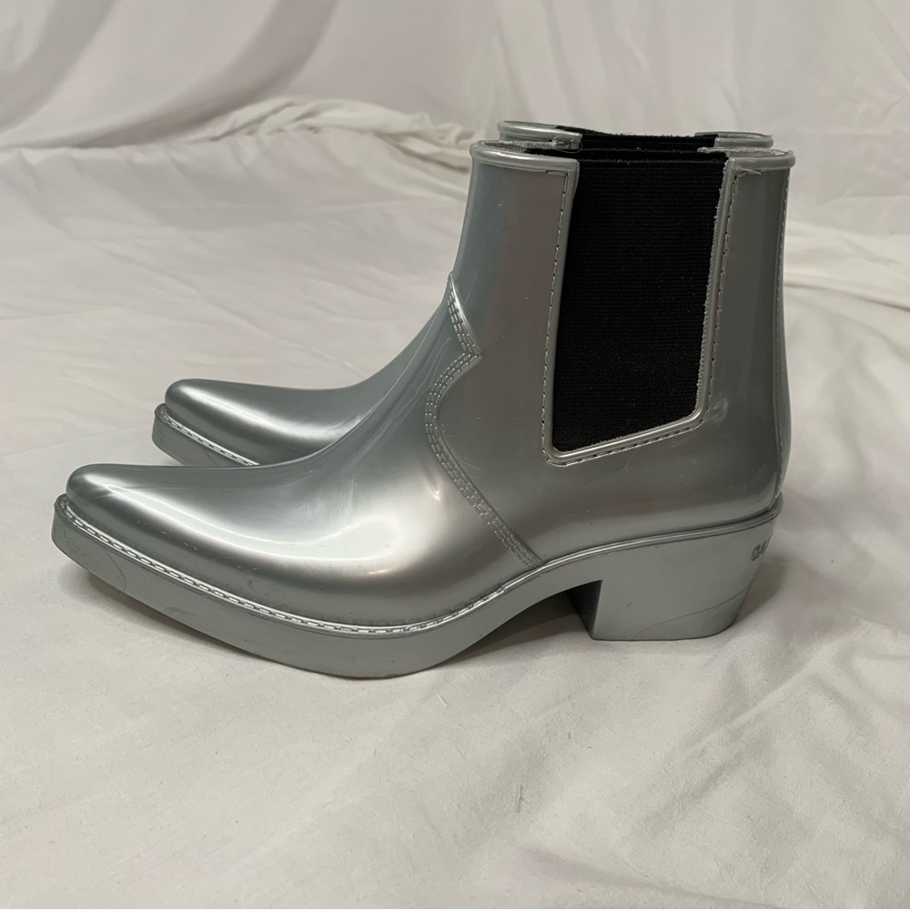 CALVIN KLEIN COLE METALLIC RUBBER 34S1719-SLV SILVER GRAY CHELSEA BOOTS